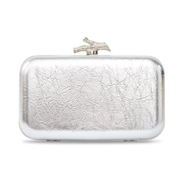 Imagem de Bolsa feminina clutch de cetim plissada para noite bolsa tiracolo de poliuretano metálico bolsa tiracolo bolsa de mão clássica de tecido, Rugas - prata, Small