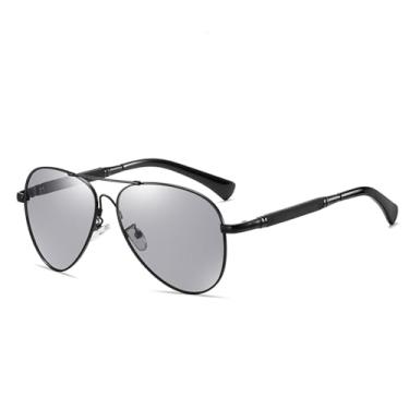 Imagem de HCPIHF Óculos de sol masculinos fotocromáticos de liga de titânio polarizados para mulheres (preto-fotocromático)