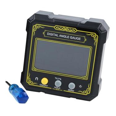 Imagem de Fenteer Inclinômetro digital, medidor de ângulo de nível digital, fácil leitura, medição de ângulo para marcenaria, serra de mesa de construção, Amarelo