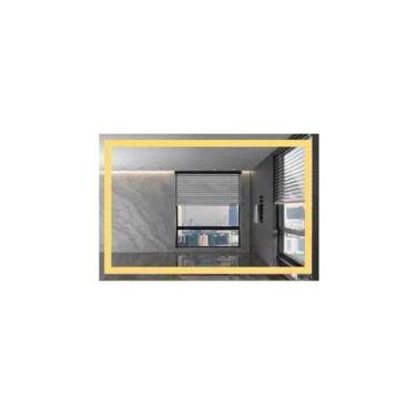 Imagem de Espelho Com Led Retangular Grande Jateado 110x120 Lapidado - Espelho T