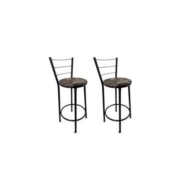 Imagem de Kit 2 Banquetas Bancos Média Preta Bistrô Balcão Cozinha - FortMix, Ma