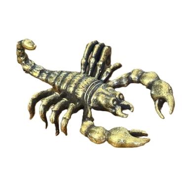 Imagem de Mini estatueta de escorpião de latão | Totem de animal tailandês feito à mão de 4,4 cm | Símbolo de proteção, força e transformação | Talismã de bolso ou terrário | Berloque do zodíaco de escorpião da
