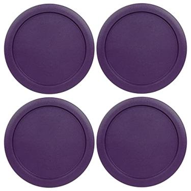 Imagem de Tampa de substituição para Pyrex de 15 cm com tampa de plástico para armazenamento de 4 xícaras 7201-PC roxo (pacote com 4)