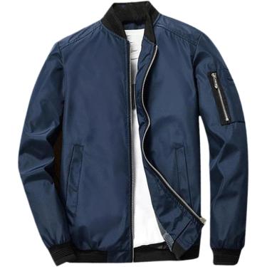 Imagem de Moda Masculina Casual Slim Mens Jacet Sportswear Bomber Jacet Mens Jacets E Casacos, Dark Blue, M