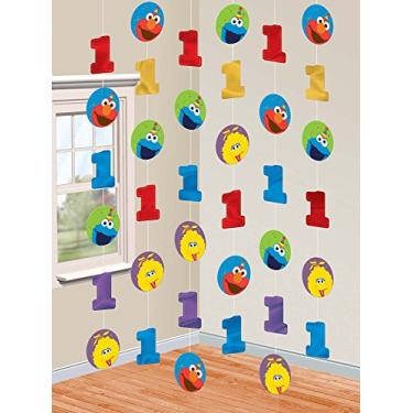 Imagem de Decoração de corda Elmo de 1º aniversário 6 unidades artigos de festa Elmo Vila Sésamo divertido para ser um!