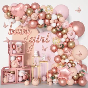 Imagem de Decorações de festa Amandir Rose Gold Balões 135 unidades para meninas