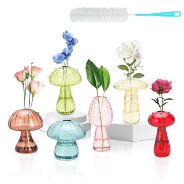 Imagem de WRENYZK 6 vasos de cogumelos, terrário exclusivo para plantas, estação de propagação de vidro, pequeno vaso hidropônico de flores, potes de cogumelos para decoração de casa, jardim, escritório, lindos