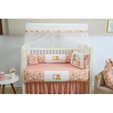 Imagem de Kit de Berço Safari Lateral Salmão 10 Peças - Cantinho do Sonho