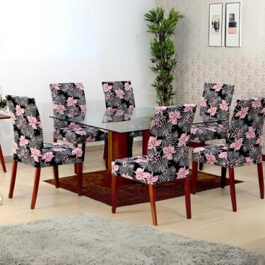 Imagem de Kit 6 Capas para Cadeiras de Jantar Floral Decorativas - Decoralle