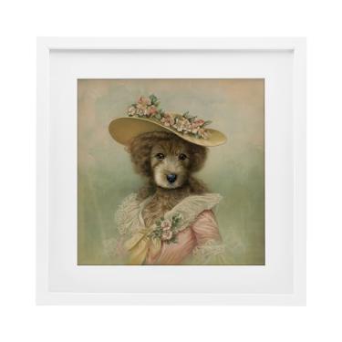 Imagem de Stupell Industries Desenho vintage feminino de cachorro com chapéu branco emoldurado sob vidro por Brett Blumenthal, 33 x 33