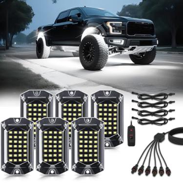 Imagem de 6 cápsulas de luzes LED brancas puras de ângulo total para carrinho de golfe ATV UTV RZR caminhões caminhões off-road RV SUV, kit de brilho branco super brilhante 6500K com fios de extensão de chicote