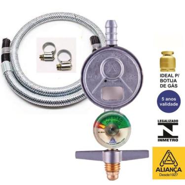 Imagem de Kit 2m Mangueira Metálica Registro 505 visor Aliança gás - ALIANÇA / U