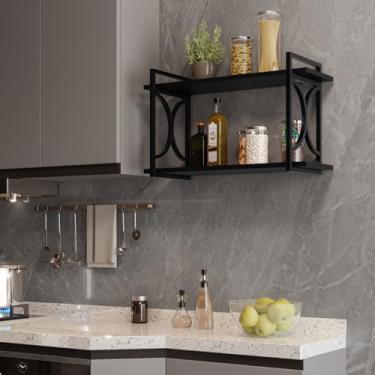 Imagem de Prateleira Industrial Bia Suspensa 60cm – Estilo Moderno para Cozinha, Escritório e Lavanderia (preto, 60x36x23)