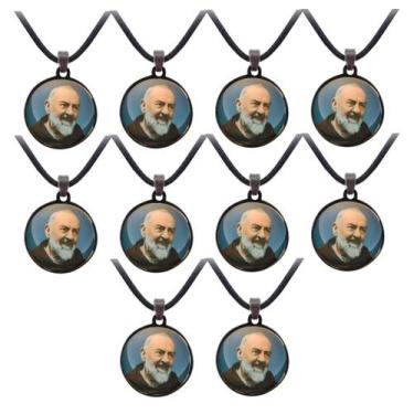 Imagem de 10 Colar Padre Pio Escapulario Lembrancinha Barato