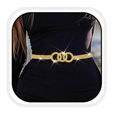 Imagem de COSYDAYS Cintos de corrente de strass cintilante, cinto de vestido de diamante prateado, acessórios de cintura brilhantes para mulheres, Free Size, Liga metálica, Sem Pedra Preciosa