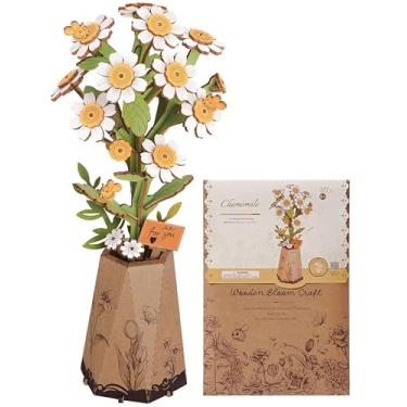 Imagem de Wowood Quebra-cabeças de madeira de flores 3D para adultos - camomila, kit de modelos de flores de madeira faça você mesmo para construir, coleção botânica/ideias de presente criativo ideal