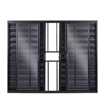 Imagem de Veneziana 6 Folhas Aluminio Preto 1,00x1,20 C/grade