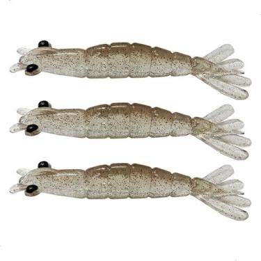 Imagem de Kit 3 Iscas Camarão Artificial 9cm - Pesca Robalo Tucunaré Corvina  - 