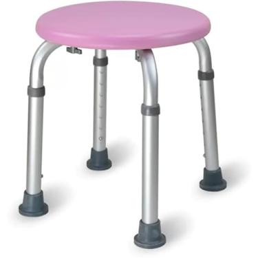 Imagem de Cadeira De Chuveiro De Aço Inoxidável, Cadeira De Banheiro Ajustável, Banco De Chuveiro, Assento De Chuveiro Redondo Antiderrapante Para Idosos Deficientes Feridos, White, 32x32x36-51cm