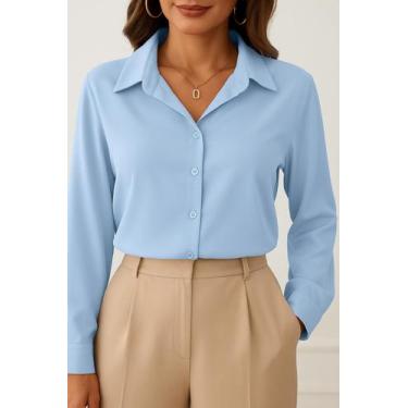 Imagem de Camisa Feminina Social Elegante Manga Longa com botoes - Bella Top Mod