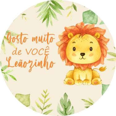 Imagem de Painel de Tecido Sublimado Redondo Gosto Muito de Você Leãozinho e Fol