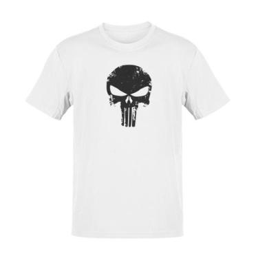Imagem de Camiseta Justiceiro Caveira Herois Quadrinhos - NoBrand, Branco, G