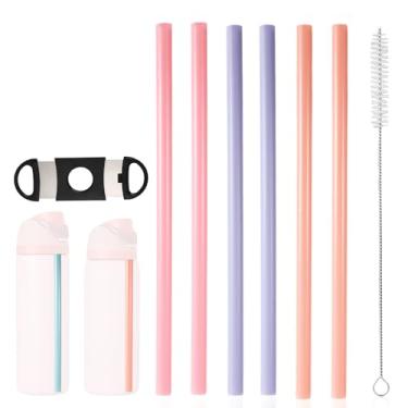 Imagem de 6un Canudos de Reposição para Owala FreeSip 24 oz 32 oz, 3 Cores Canudos Plástico Reutilizáveis com Escova Limpeza e Ferramenta de Corte Acessórios e Peças para Copo Garrafa Água