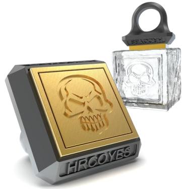 Imagem de Anel quadrado de carimbo de gelo – Prensa de cubo e esfera personalizada de latão de 3 mm, caixa de Natal de acrílico transparente pronta para presente, estampa personalizada para uísque e coquetéis