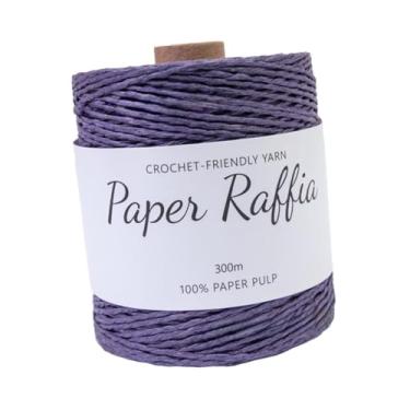 Imagem de Esquirla Fita de papel de ráfia, corda de papel, fita de ráfia, fio para tricô manual, chapéu de praia, Violeta Escuro