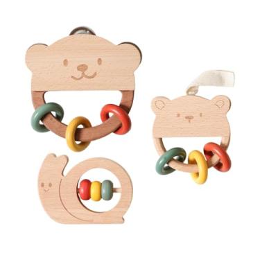 Imagem de Dynwave Chocalho de Madeira para Bebês, Brinquedo de Coordenação Fina para Meninos E Meninas