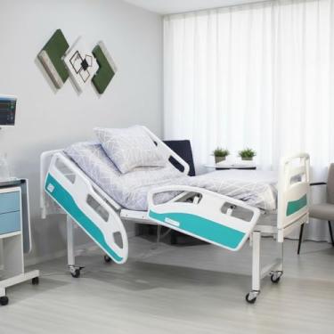 Imagem de Cama Hospitalar Motorizada Com Colchão D33 5 Movimentos Altura Fixa Luxo Com Grade Reforçada
