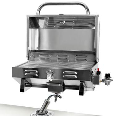 Imagem de Churrasqueira de barco com suporte de haste, churrasqueira a gás de aço inoxidável para barco marinho, pontão