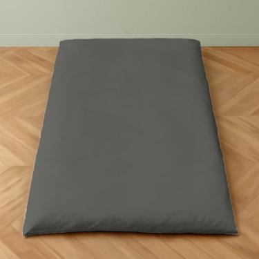 Imagem de Capas de futon japonesas tamanho solteiro com zíper – 100% algodão egípcio 400 fios – capa de colchão de chão para japoneses tradicionais – capas supermacias para sofá, cinza escuro