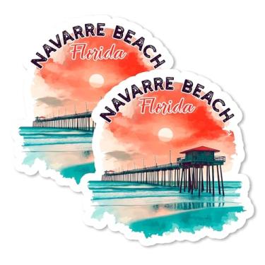 Imagem de Ímã Navarre Beach Florida 10,2 cm, pacote com 2, areia branca - Ímãs de viagem decorativos de vinil forte para geladeira armário cozinha escritório - fofa divertida estética legal durável e lembrança