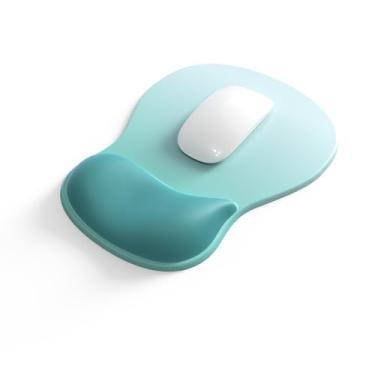Imagem de Mousepad ergonômico para escritório com suporte de pulso, mouse pad de gel confortável com descanso de pulso, design côncavo médio, tapete de mouse para alívio da dor para trabalhar, estudar e jogar