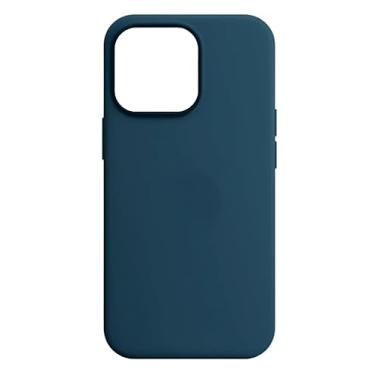 Imagem de Capinha Compatível com Iphone 15 pro max Preta, Branca, Azul, Rosa, Bordô, Roxo, Lilás, Cinza, Pink, Bege, Flexivel, Tecnologia anti impacto, Aveludada com design PREMIUM c/logo (Azul-escuro)