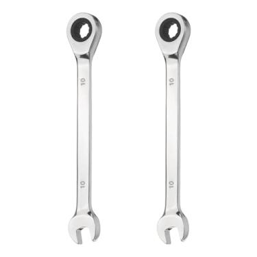 Imagem de HARFINGTON 2 peças de chave de catraca de 10 mm, caixa catraca métrica de 12 pontos e chave inglesa de extremidade dupla de aço CR-V para conserto de máquinas automotivas de móveis de tubulação DIY