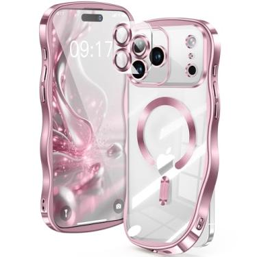 Imagem de [Anel de CD e borda ondulada encaracolada] para iPhone 17 Pro, 2025 atualizada [proteção total da câmera] [compatível com Mag-Safe] Capa transparente macia não amarelada para 17 Pro 16.0 cm homens e