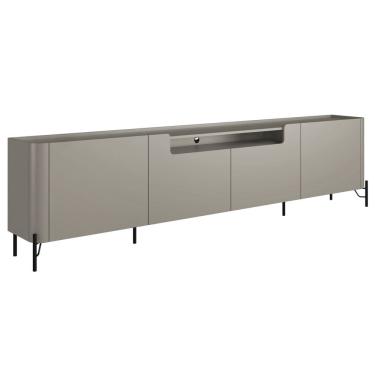 Imagem de Rack Para Sala de Estar TV 75 Pol 4 Portas Pés Industrial Preto Alef I03 Grigio - Lyam Decor