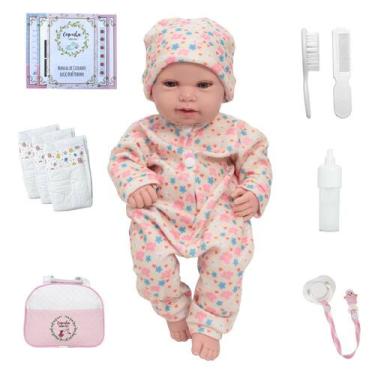 Imagem de Bebe Reborn Boneca Larinha Enxoval Completo Bolsa Kit Itens - Cegonha 