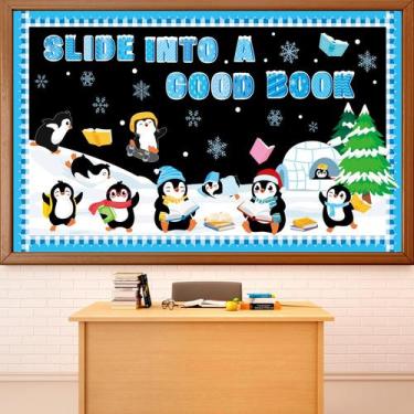 Imagem de Conjunto de quadro de avisos Winter Penguin Reading - party greeting