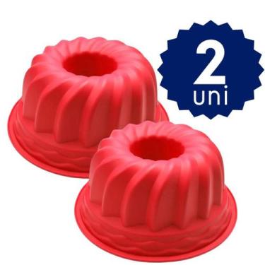 Imagem de Kit 2 Forma de Silicone Redonda Com Buraco Furo no Meio Para Bolo Pudi