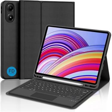 Imagem de Capa com Teclado para Redmi Pad Pro 12.1 ou Poco Pad 12.1 com Mouse Touchpad Integrado e Compartimento para Caneta - FD Acessórios (Capa com Teclado - Preto)