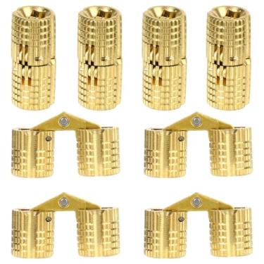 Imagem de 8 dobradiças ocultas com 16 parafusos, ângulo de abertura de 180 graus, latão invisível, dobradiças para móveis de armário, caixa de joias, mesa de jantar