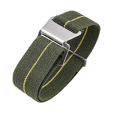 Imagem de JBR Pulseira de relógio estilo paraquedas French Troops – Pulseira de relógio militar impermeável de tecido elástico de nylon – Escolha de cores – 18 mm 20 mm 22 mm (20 mm, verde-amarelo)