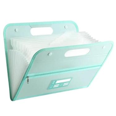 Imagem de Bolsa de documentos A4 13 bolsos pasta de arquivo de teste de papel organizador de arquivos classificado multicamadas grande capacidade pasta de bolso porta-documentos (vermelho)