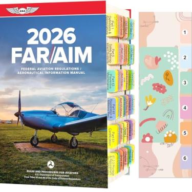 Imagem de Guias de índice para FAR AIM 2026, codificadas por cores, guias piloto privadas laminadas, resistentes a rasgos, à prova d'água, reposicionáveis, com guia de alinhamento, organizadores manuais de
