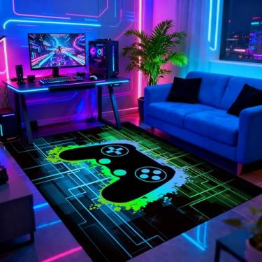 Imagem de Tapete gamer para quarto de meninos – Tapetes de videogame para quarto de crianças, tapetes de jogos para sala de jogos, decoração de jogos para quarto de meninos, tapete de jogos para salas de jogos