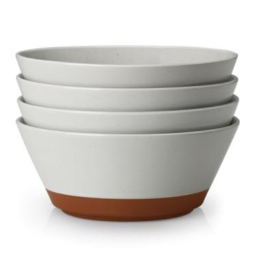 Imagem de MALACASA Tigelas de sopa, tigelas de salada de cerâmica, conjunto de 4 tigelas de cerâmica de 1000 ml para ramen, cereais, frutas e fósforo, seguras para micro-ondas e lava-louças, tigelas profundas