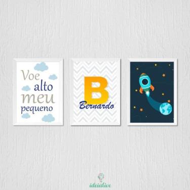 Imagem de Quadro Infantil Astronauta com Moldura Personalizada - no-brand